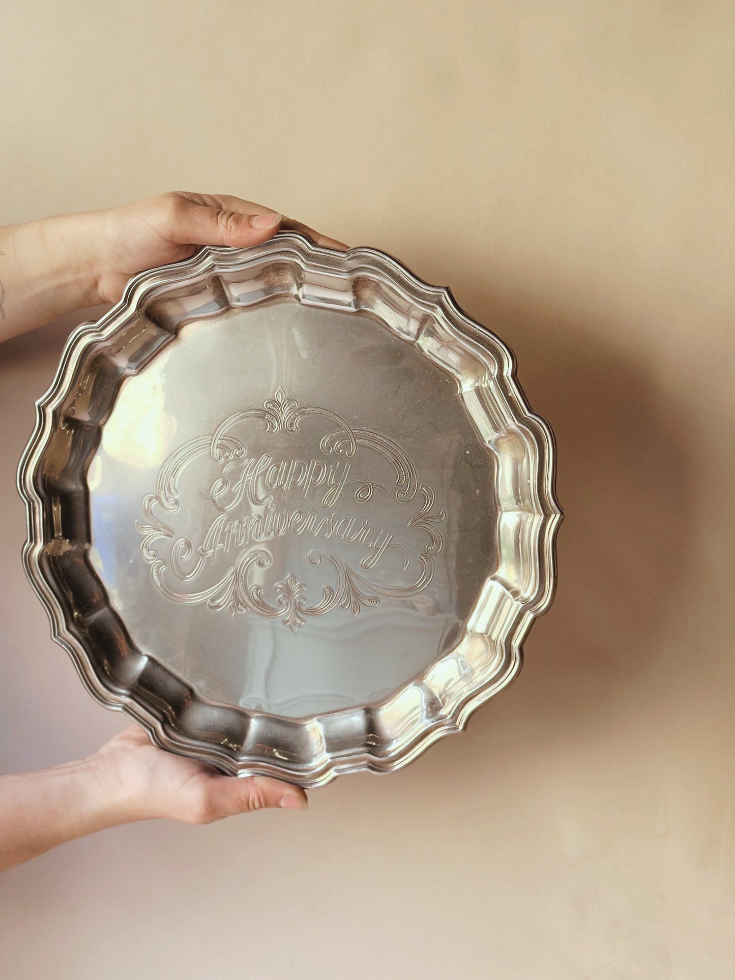 Silver vintage anniversary tray ~ medium