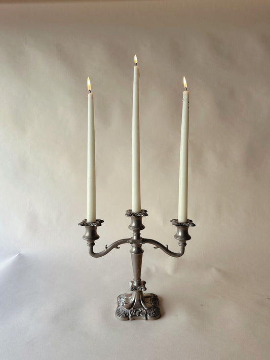 Grapevine Triple silver plated candlestick ~ medium