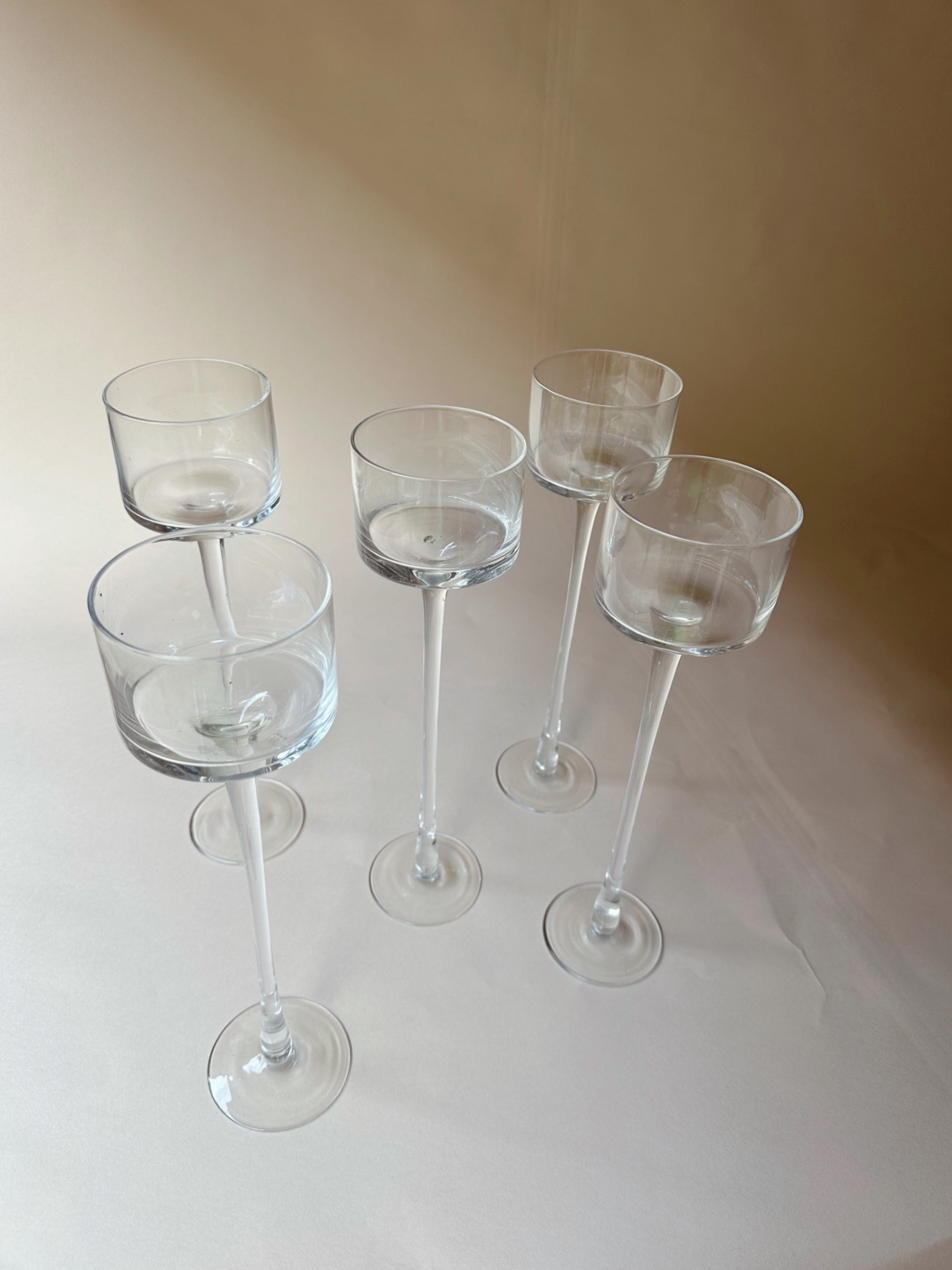 Footed glass contemporary candleholders