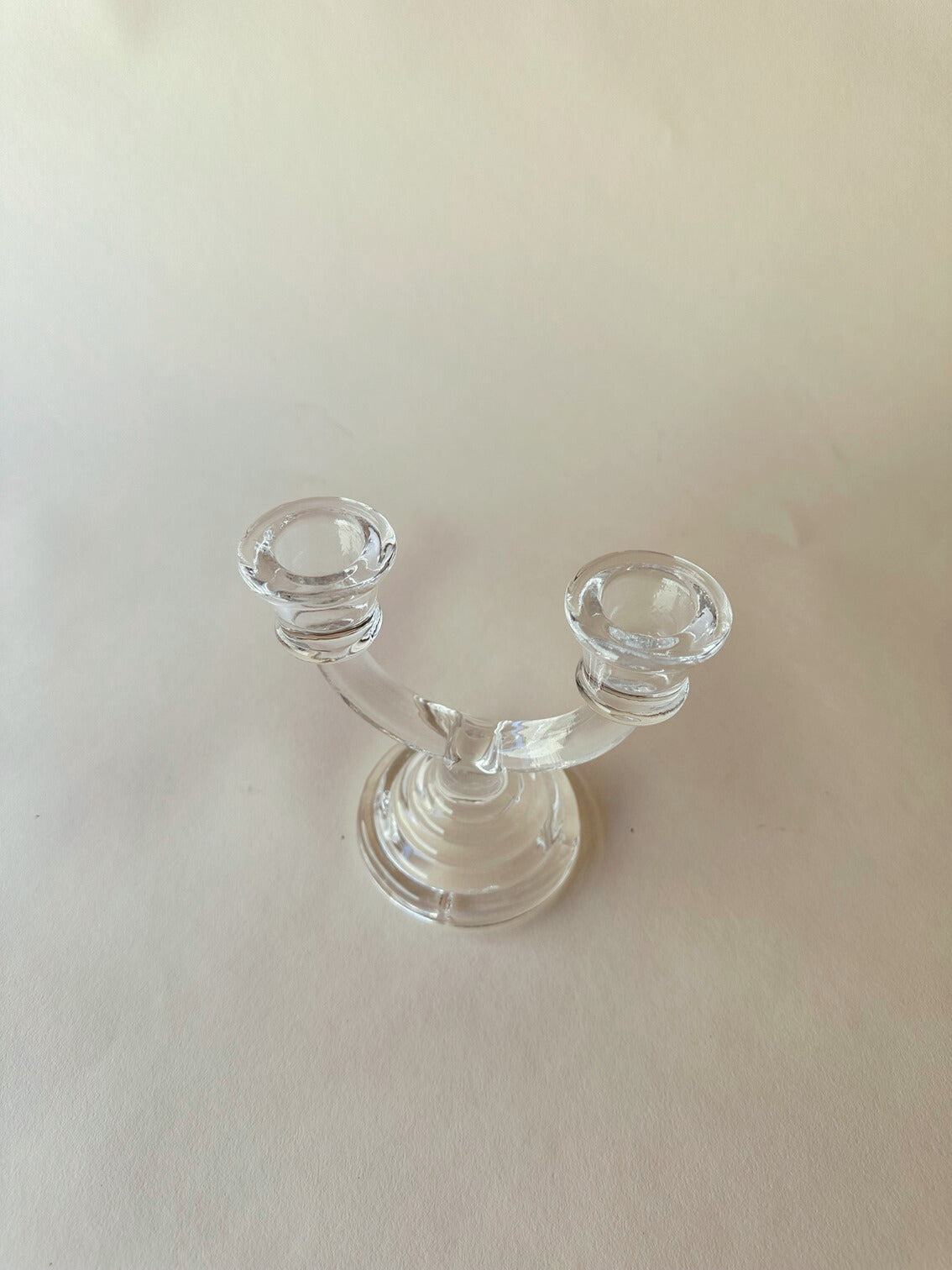 Glass double candlestick