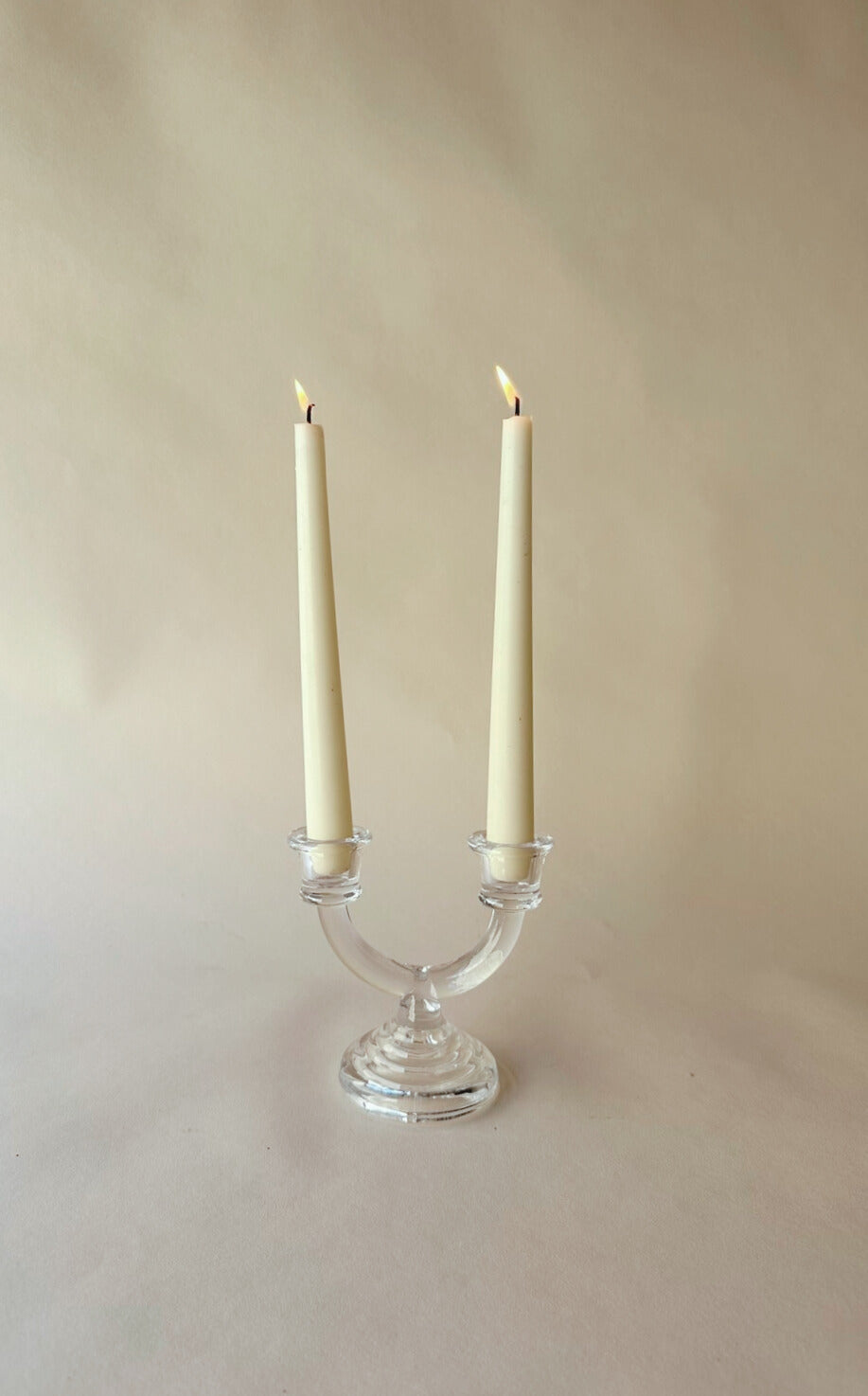 Glass double candlestick