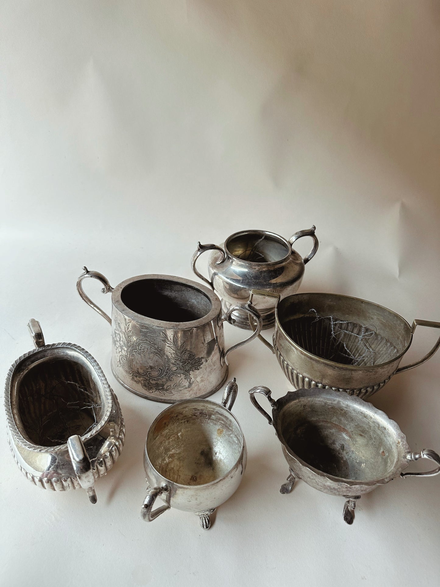 Silver plated handle pots