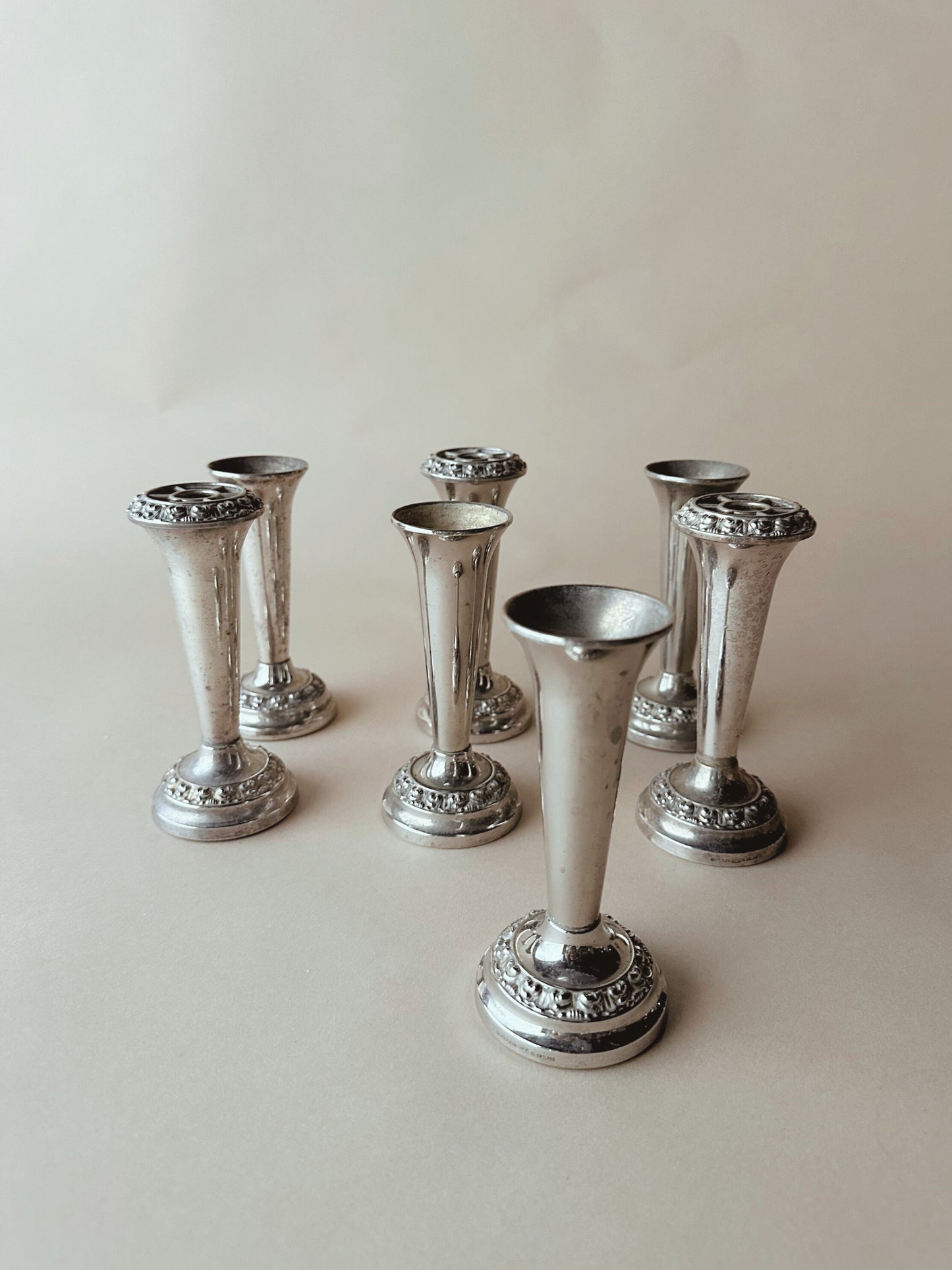 Vintage silver bud vases