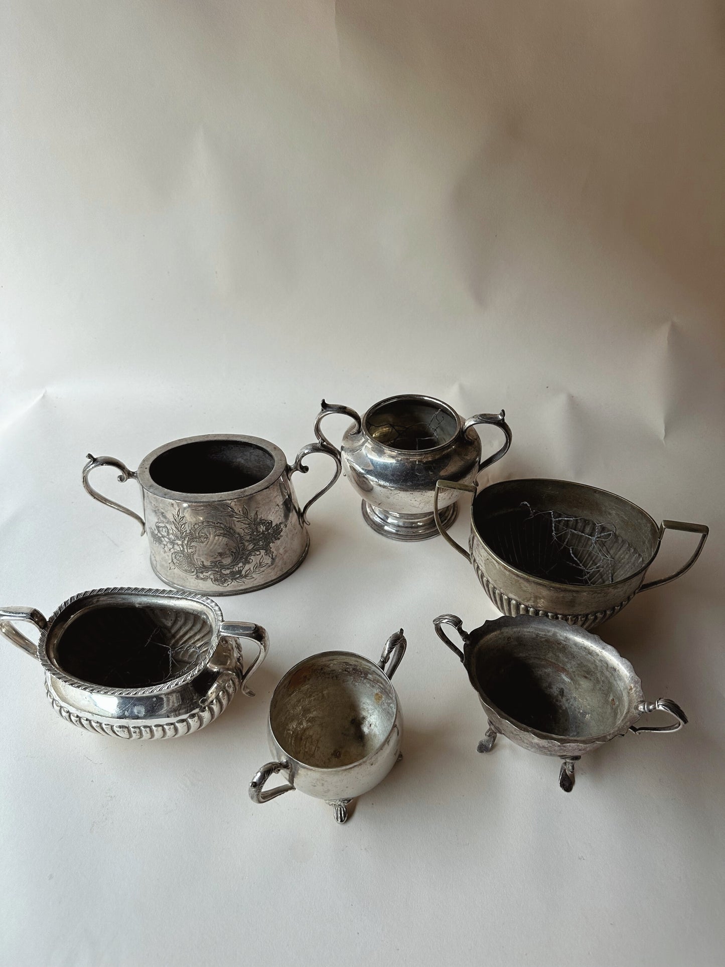 Silver plated handle pots