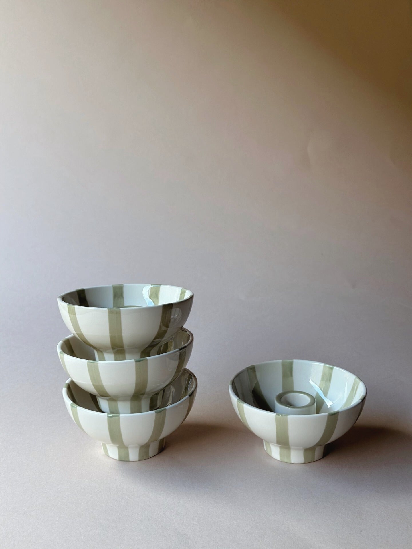 Stripe pottery candle  bowl