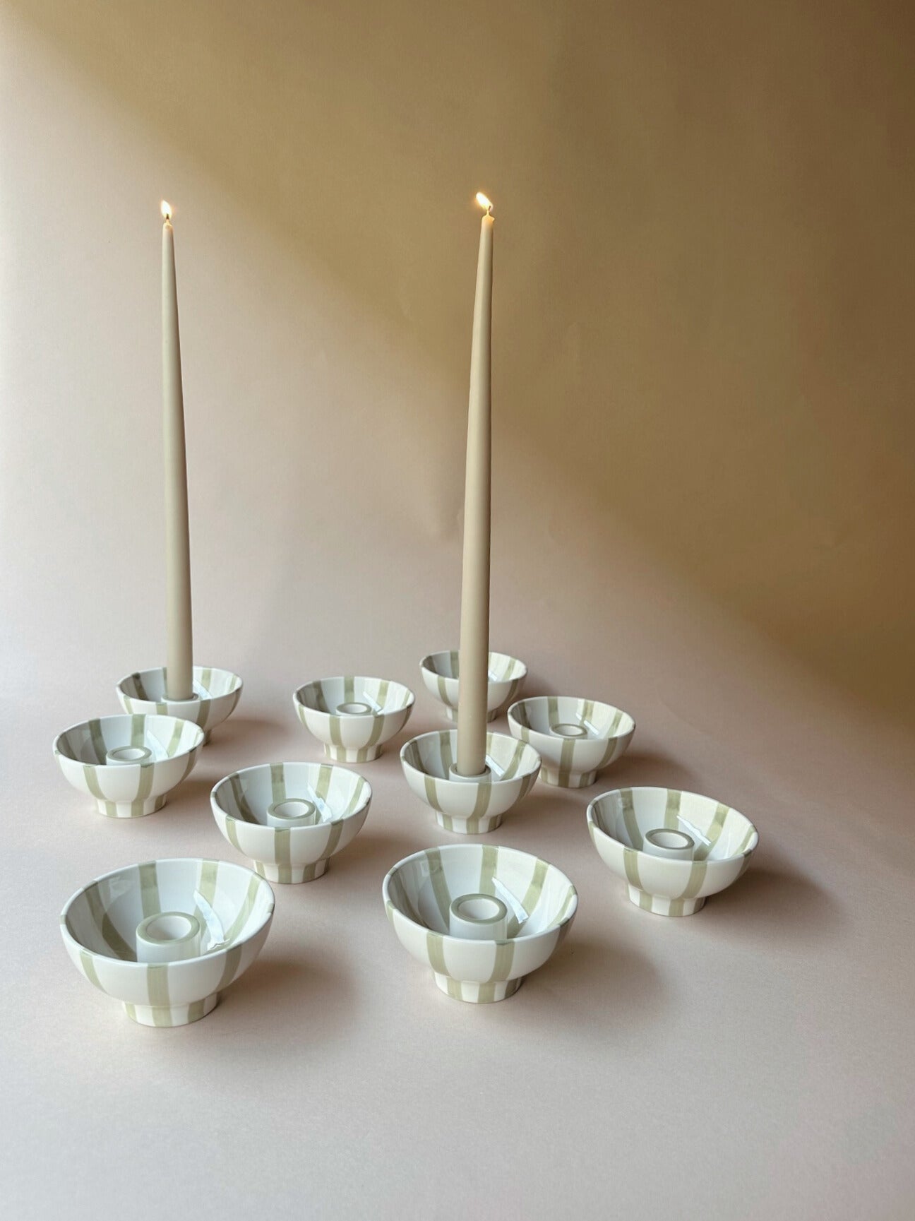 Stripe pottery candle  bowl