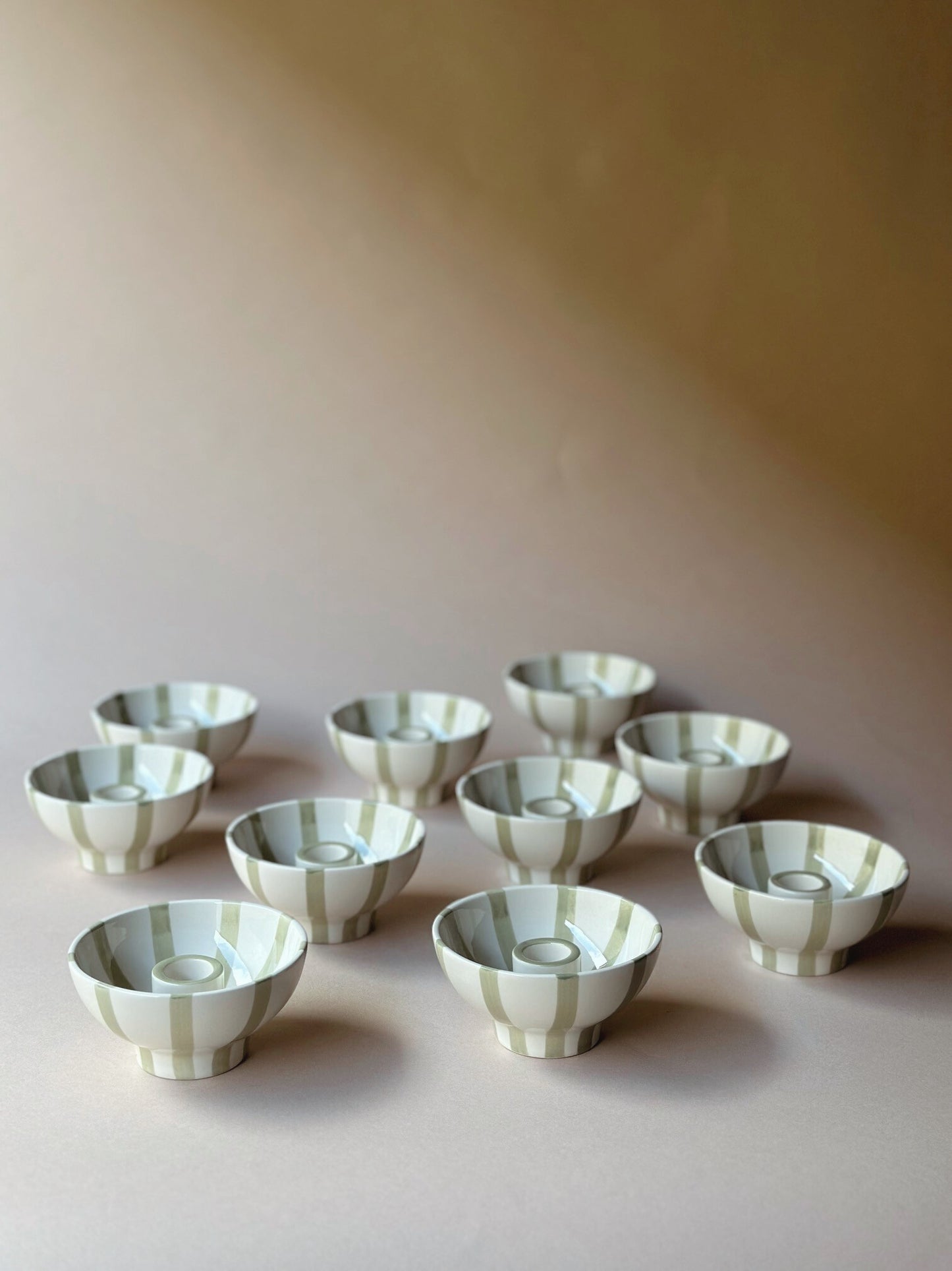 Stripe pottery candle  bowl