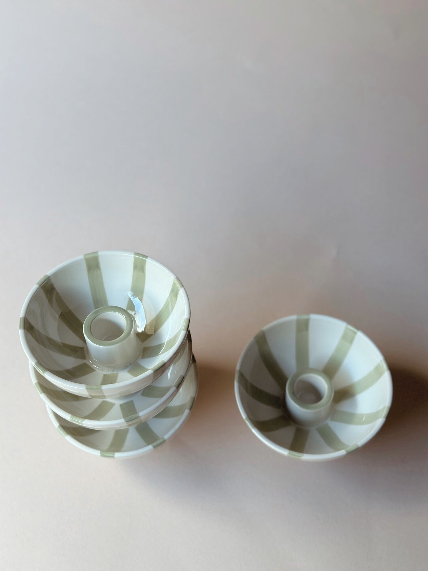 Stripe pottery candle  bowl