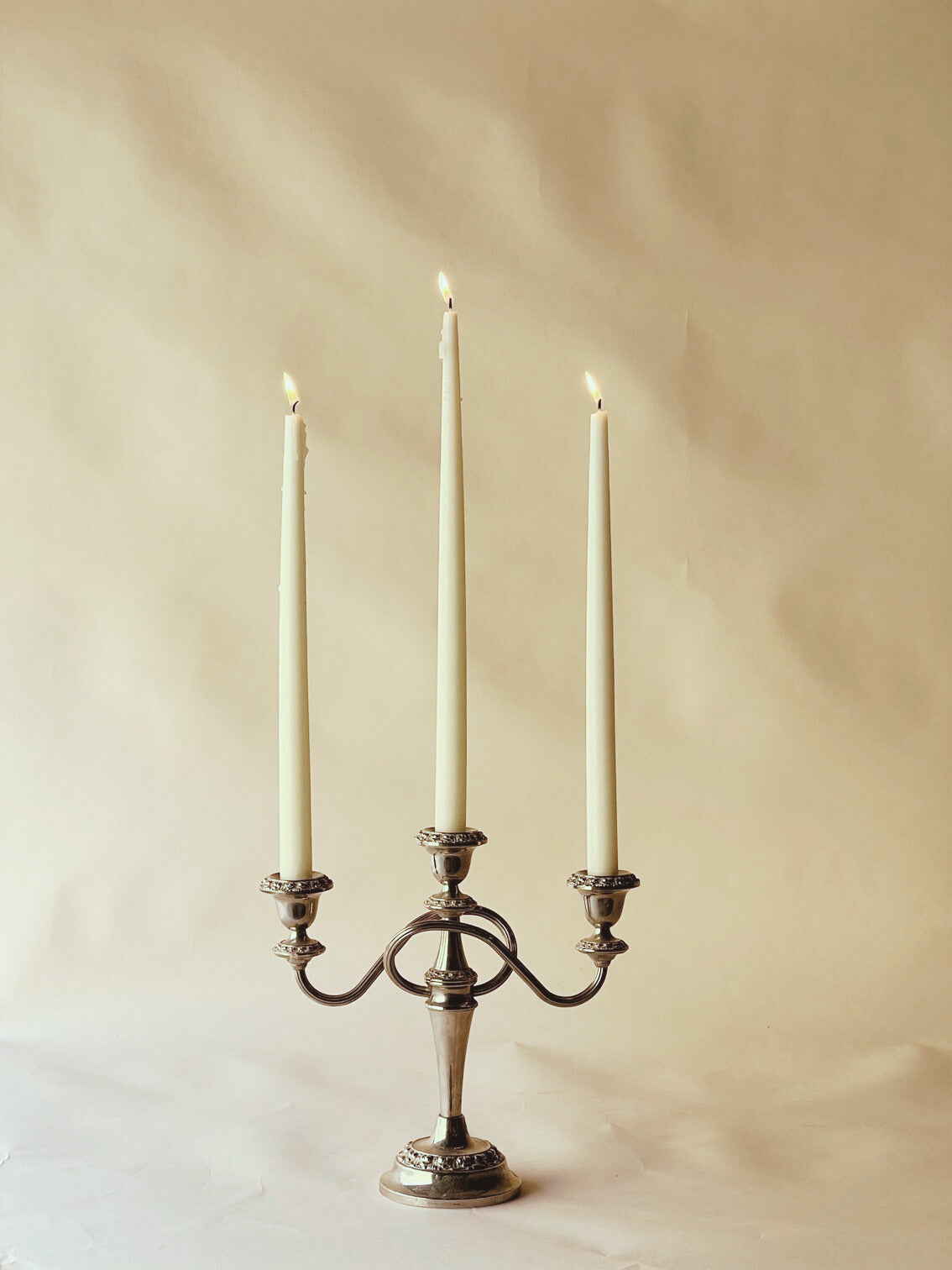 Lanthe triple silver plated candlesticks ~ medium