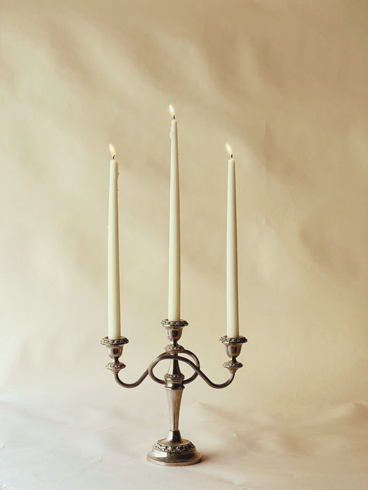 Lanthe triple silver plated candlesticks ~ medium