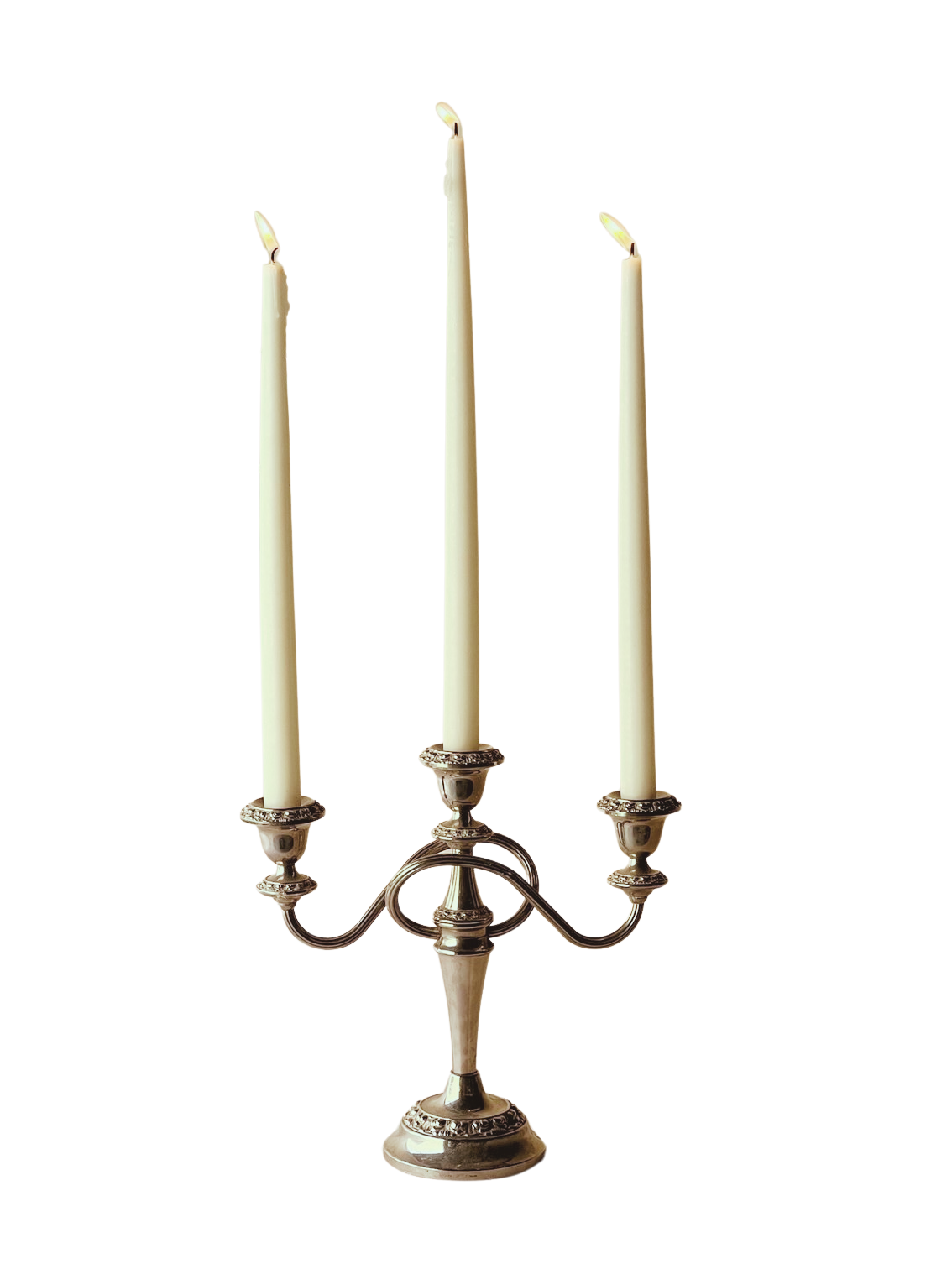 Lanthe triple silver plated candlesticks ~ medium